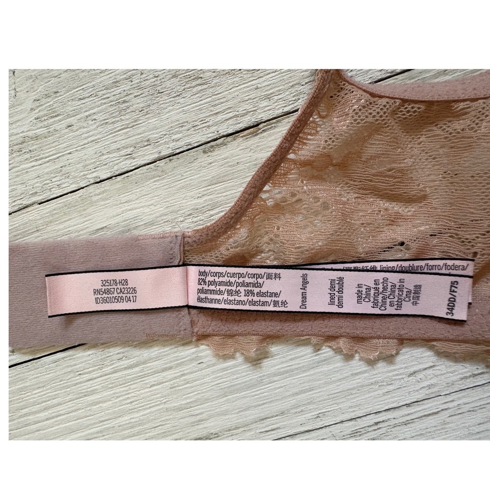 Victoria's Secret Dream Angels Lined Demi Bra 34DD Mauve Lace Trim 325178-H28 - Picture 3 of 4